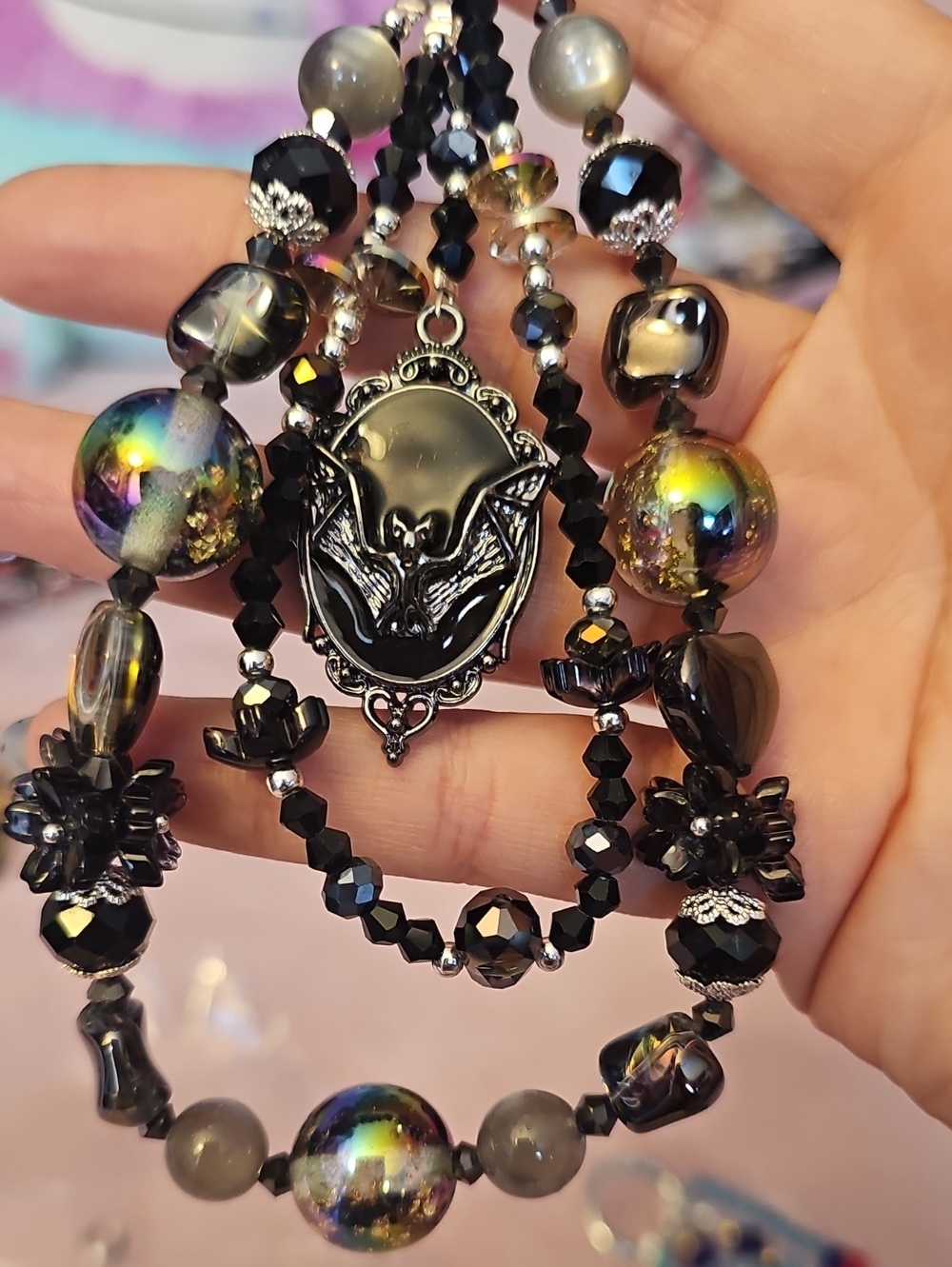 Gothic Black Bat Pendant Charm